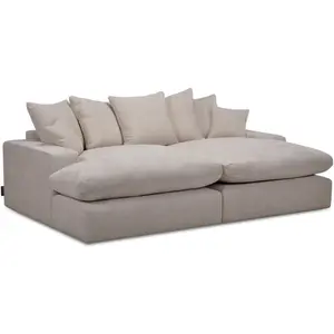 Canapé 3 places causeuse avec assise profonde NEVADA tissu lisse beige   BOBOCHIC 2,5 places pas cher