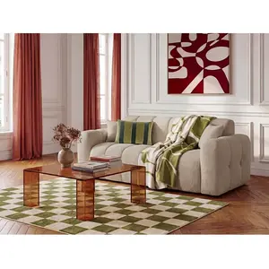 Canapé droit convertible ouverture express 3 places BRADLEY tissu bouclette beige BOBOCHIC 3 places pas cher