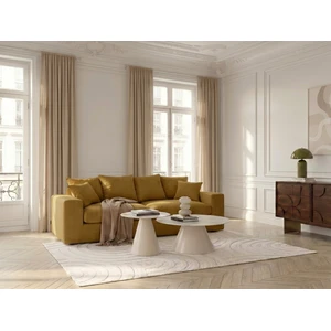 Bobochic - Canapé Droit Fixe 2 Places Nevada Tissu Chenille Jaune pas cher