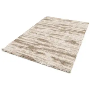 Tapis poils longs TELIRA motif abstrait marron 160x230  BOBOCHIC pas cher