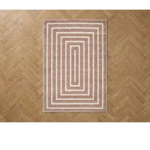 Tapis poils longs LYZZO motif graphique beige 120x170  BOBOCHIC pas cher