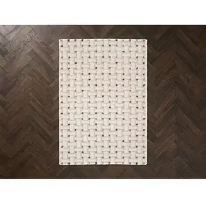 Tapis poils longs MIZAI motif graphique beige 200x290 BOBOCHIC pas cher
