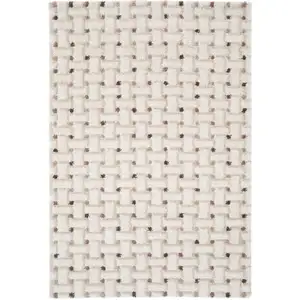 Tapis poils longs MIZAI motif graphique beige 120x170 BOBOCHIC pas cher