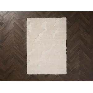 Tapis poils longs EMBREN motif abstrait beige 120x170 BOBOCHIC pas cher