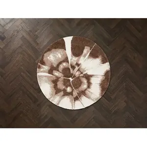 Tapis rond poils longs MOCCA motif abstrait BOBOCHIC pas cher