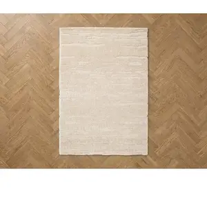Tapis poils longs TELIRA motif abstrait beige 200x290 BOBOCHIC pas cher