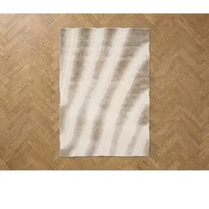 Tapis poils longs TIRASU motif abstrait beige 200x290 BOBOCHIC pas cher