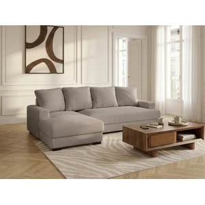 Canapé d'angle convertible coffre CAMPI tissu velours côtelé taupe angle gauche BOBOCHIC 3 places pas cher