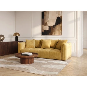Canapé droit fixe 3 places assise profonde HARLEM jaune   BOBOCHIC pas cher