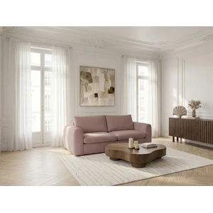 Canapé droit convertible ouverture express 3 places ARCHI tissu velours côtelé gaufré rose 140x190 BOBOCHIC 3 places pas cher