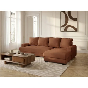 Canapé d'angle convertible coffre CAMPI tissu velours côtelé orange angle droit BOBOCHIC 3 places pas cher
