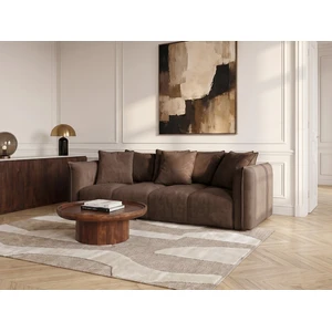 Canapé droit fixe 3 places assise profonde HARLEM marron BOBOCHIC pas cher
