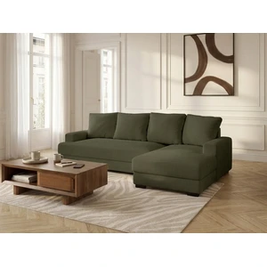 Canapé d'angle convertible coffre CAMPI tissu velours côtelé vert angle droit BOBOCHIC 3 places pas cher