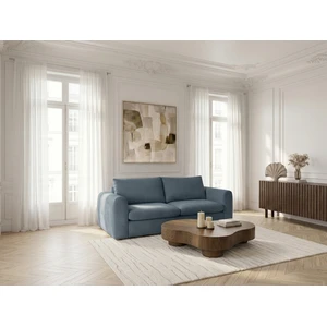 Canapé droit convertible ouverture express 3 places ARCHI tissu velours côtelé gaufré bleu 160x190 BOBOCHIC 3 places pas cher