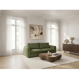 Canapé droit convertible ouverture express 3 places ARCHI tissu velours côtelé gaufré vert 140x190 BOBOCHIC 3 places pas cher
