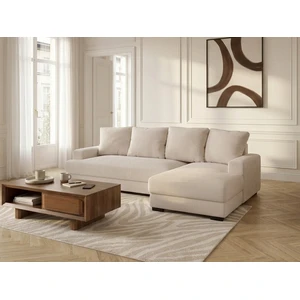 Canapé d'angle convertible coffre CAMPI tissu velours côtelé beige angle droit BOBOCHIC 3 places pas cher