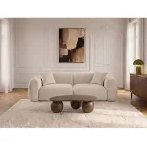 Canapé droit 3 places SIENA tissu chenille blanc   BOBOCHIC pas cher