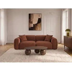 Canapé droit 3 places SIENA tissu chenille orange   BOBOCHIC pas cher