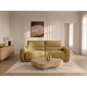 Canapé droit convertible MINORQUE ouverture express tissu chenille jaune 160x200 BOBOCHIC 2,5 places pas cher