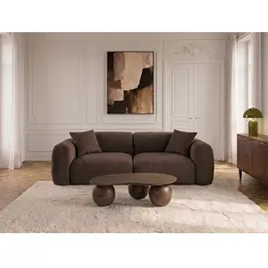 Canapé droit 3 places SIENA tissu chenille marron   BOBOCHIC pas cher