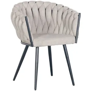 Lot de 2 fauteuils de table CHARLOTTE Tissu texturé beige BOBOCHIC pas cher