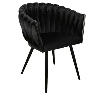 Lot de 2 fauteuils de table CHARLOTTE Tissu velours Noir BOBOCHIC TU pas cher