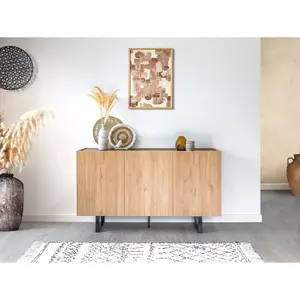 Buffet Bobochic Buffet bas 3 portes 140 cm opera effet chêne et imitat... pas cher