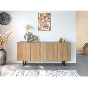 BOBOCHIC Buffet bas 4 portes 180 cm OPERA effet chêne et imitation mar...