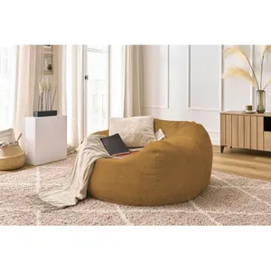 Bobochic - Fauteuil & pouf Pouf ultra moelleux voltaire velours côtelé Jaune pas cher