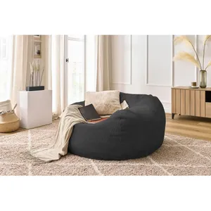 Pouf Bobochic Pouf ultra moelleux voltaire velours côtelé Gris foncéVendu parbobochic-paris