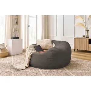 Fauteuil & pouf Bobochic Pouf ultra moelleux voltaire velours côtelé Taupe pas cher