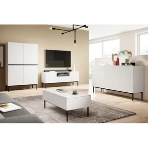 Bobochic - Buffet Buffet haut 2 portes 100 cm kasha Pieds noir Blanc pas cher