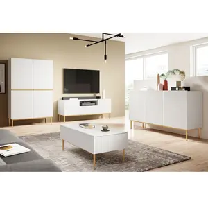 Bobochic - Buffet Buffet haut 2 portes 100 cm kasha Pieds or Blanc pas cher