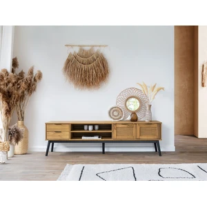 Meuble TV 180 cm ALBI bois massif et rotin BOBOCHIC pas cher