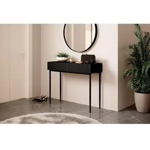 Consoles BOBOCHIC - Console 2 tiroirs KASHA pieds noirs Noir pas cher