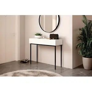 Accueil Séjour Consoles Bobochic Console 2 tiroirs kasha pieds noirs Blanc pas cher