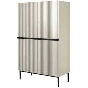 Buffet Bobochic Buffet haut 2 portes 100 cm kasha Pieds noir Beige pas cher