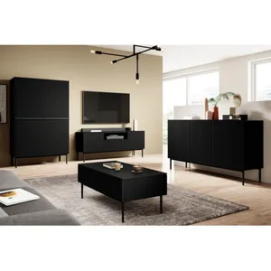 Buffet Bobochic Buffet haut 2 portes 100 cm kasha Pieds noir Noir pas cher