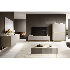 Buffet Bobochic Buffet haut 2 portes 100 cm kasha Pieds or Beige