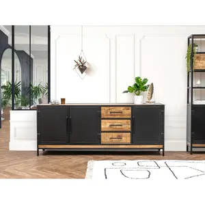 Comparateur de prix : Buffet 3 portes 200 cm BEAUBOURG bois massif de manguier BOBOCHIC