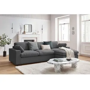 Canapé d'angle fixe réversible BELAIR gris foncé BOBOCHIC 4 places pas cher