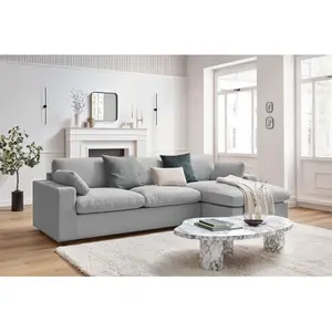 Canapé d'angle fixe réversible BELAIR gris clair   BOBOCHIC 4 places pas cher