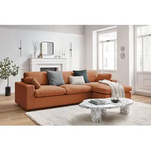 Bobochic - Canapé d'angle fixe Canapé d'angle fixe réversible belair Orange pas cher