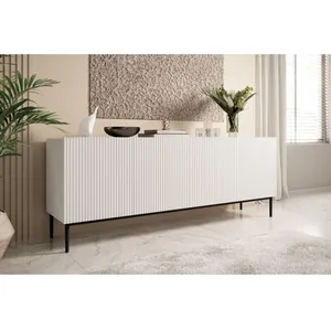 Bobochic - Buffet Buffet 4 portes 200 cm kasha Pieds noir Blanc pas cher