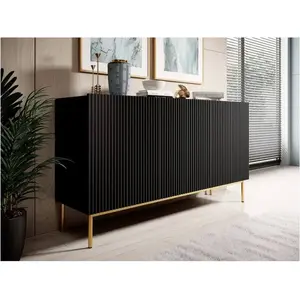 Bobochic - Buffet Buffet 3 portes 150 cm kasha pieds or Noir pas cher