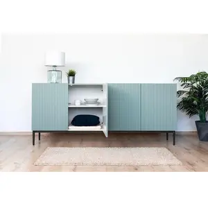 Buffet Bobochic Buffet 4 portes 200 cm kasha Pieds noir Bleu clair pas cher