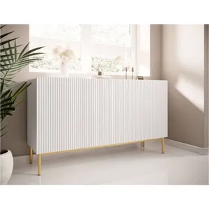 Bobochic - Buffet 3 portes 150 cm kasha pieds or Blanc pas cher