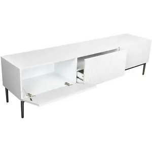 Bobochic - Meuble tv Meuble tv 200 cm kasha Pieds noir Blanc pas cher