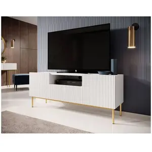 Bobochic meuble tv 150 cm avec niche kasha pieds or blanc KASHA