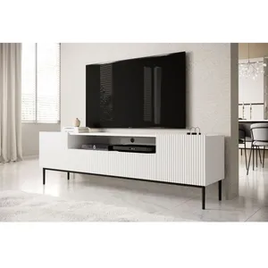 Comparateur de prix : Bobochic - Meuble tv Meuble tv avec niche 200 cm kasha Pieds noirs Blanc